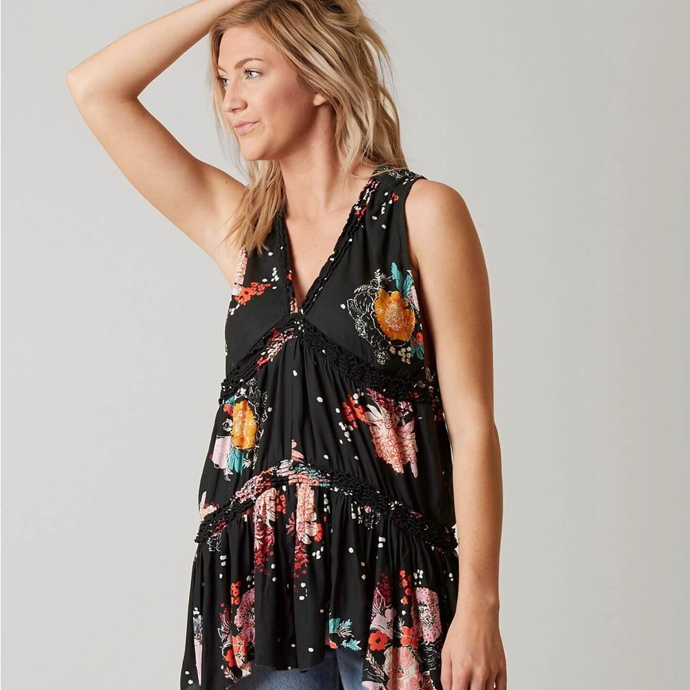 Free People Haze Floral Tiered Tunic Top